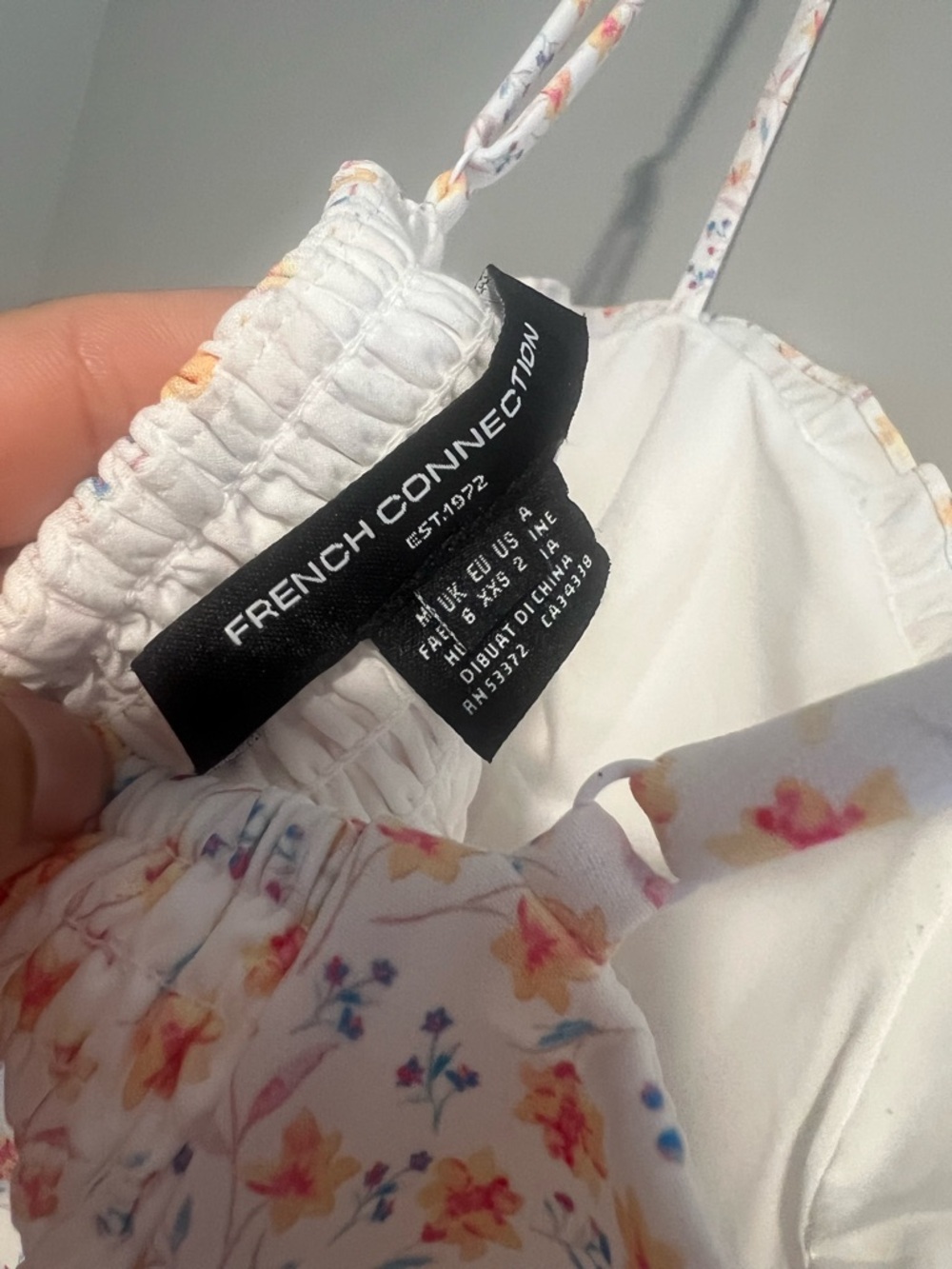 French Connection White Floral Slip Dress with Orange and Blue Accents - Picture 7 of 8